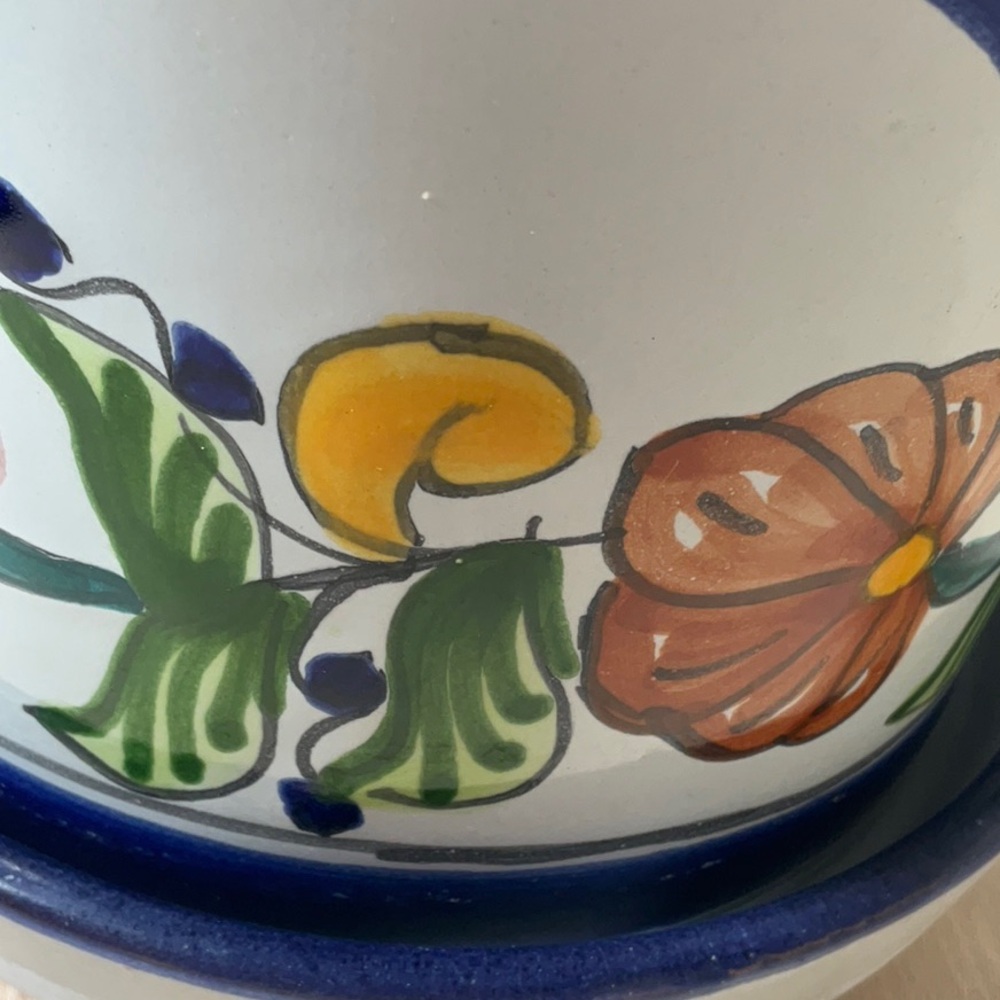 Vintage Talavera Mexican Pottery Planter Hand Painted Folk Art Ceramic Pot 7” - Picture 10 of 11